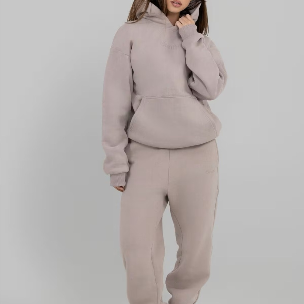 Comfrt Signature Unisex Sweatsuit set. Cozy Beige Hoodie and Sweatpants Set